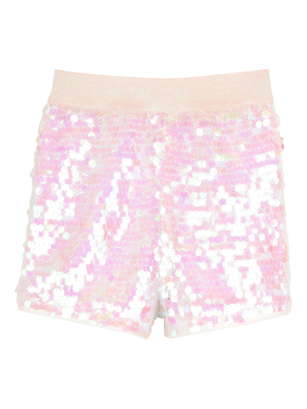 Shorts per bambina Billieblush rosa con decorazione a paillettes - Rubino Kids