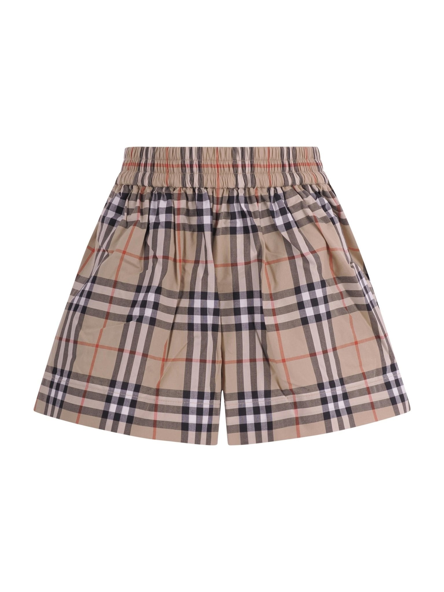 Shorts per bambina Burberry Kids beige con motivo Vintage Check all - over - Rubino Kids