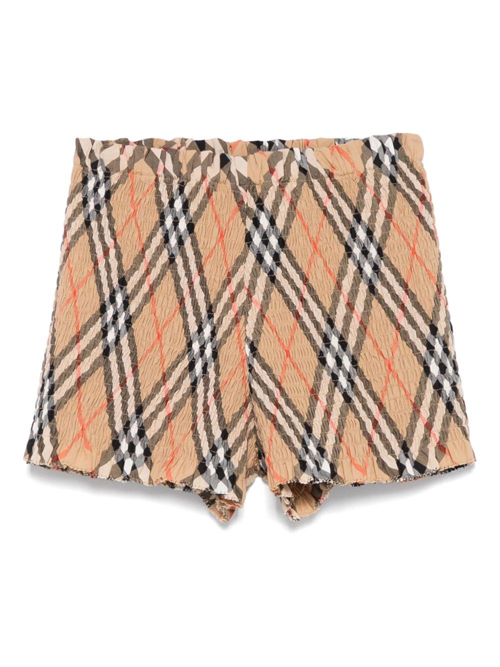 Shorts per bambina Burberry Kids Remy beige con motivo Vintage Check - Rubino Kids