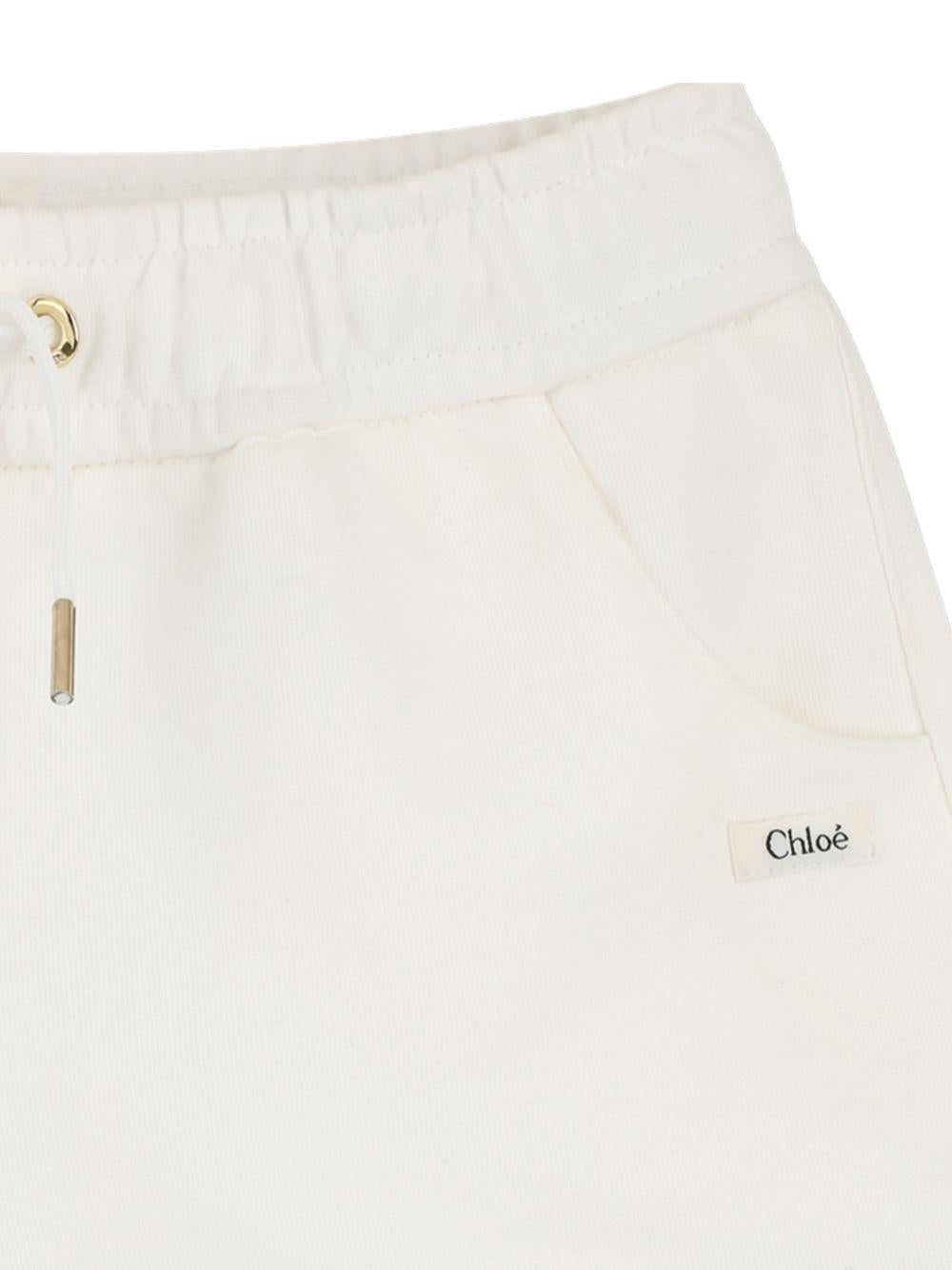 Shorts per bambina Chloé Kids bianco con coulisse - Rubino Kids