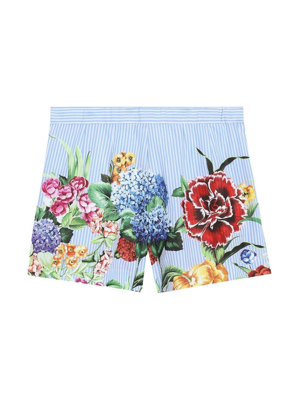 Shorts per bambina Dolce & Gabbana Kids azzurro con stampa a fiori - Rubino Kids