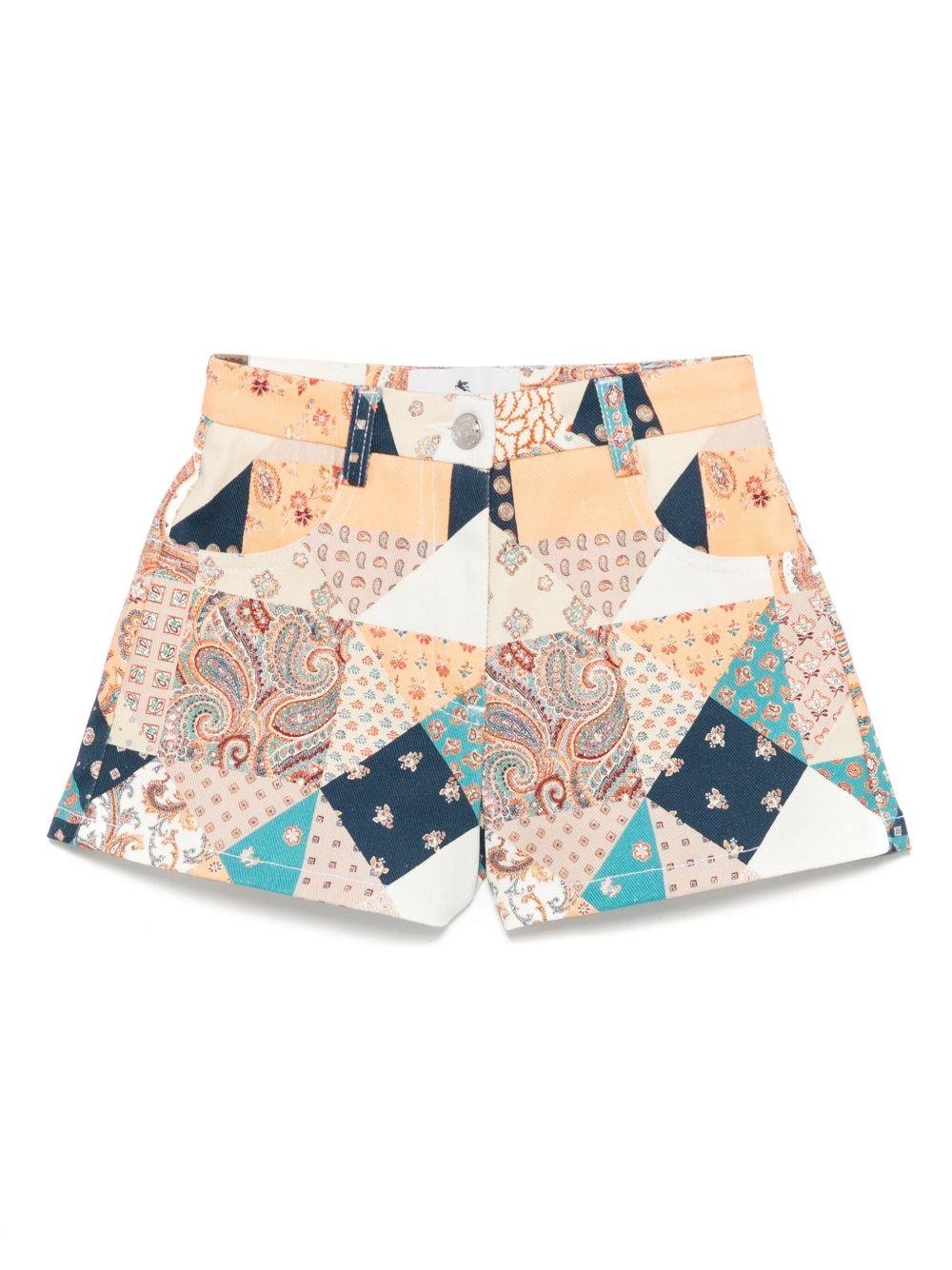 Shorts per bambina ETRO KIDS multicolore con stampa patchwork - Rubino Kids