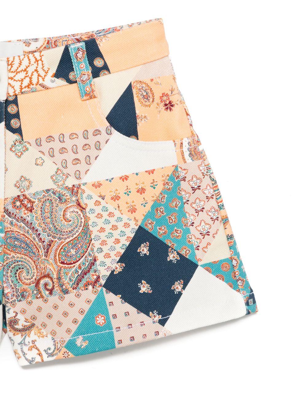 Shorts per bambina ETRO KIDS multicolore con stampa patchwork - Rubino Kids