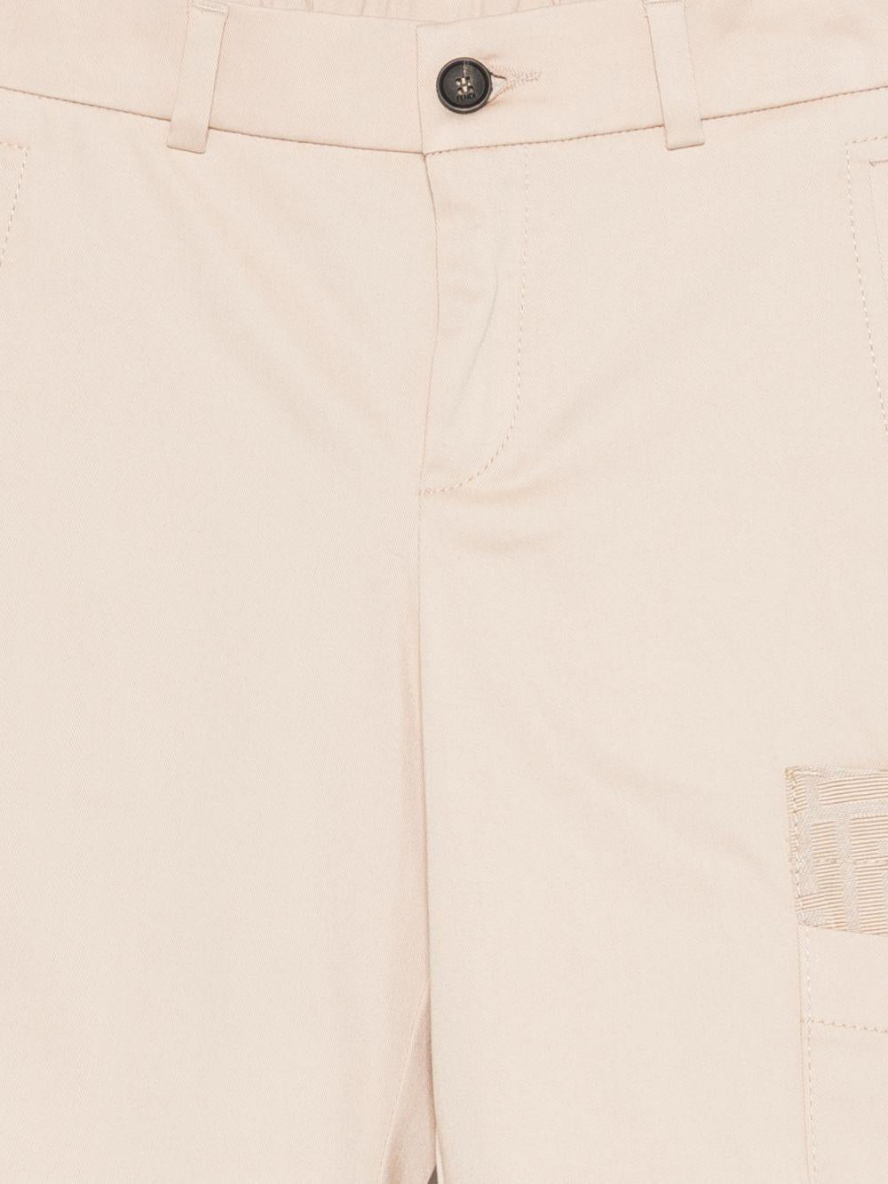 Shorts per bambina Fendi Kids beige con toppa con logo FF - Rubino Kids