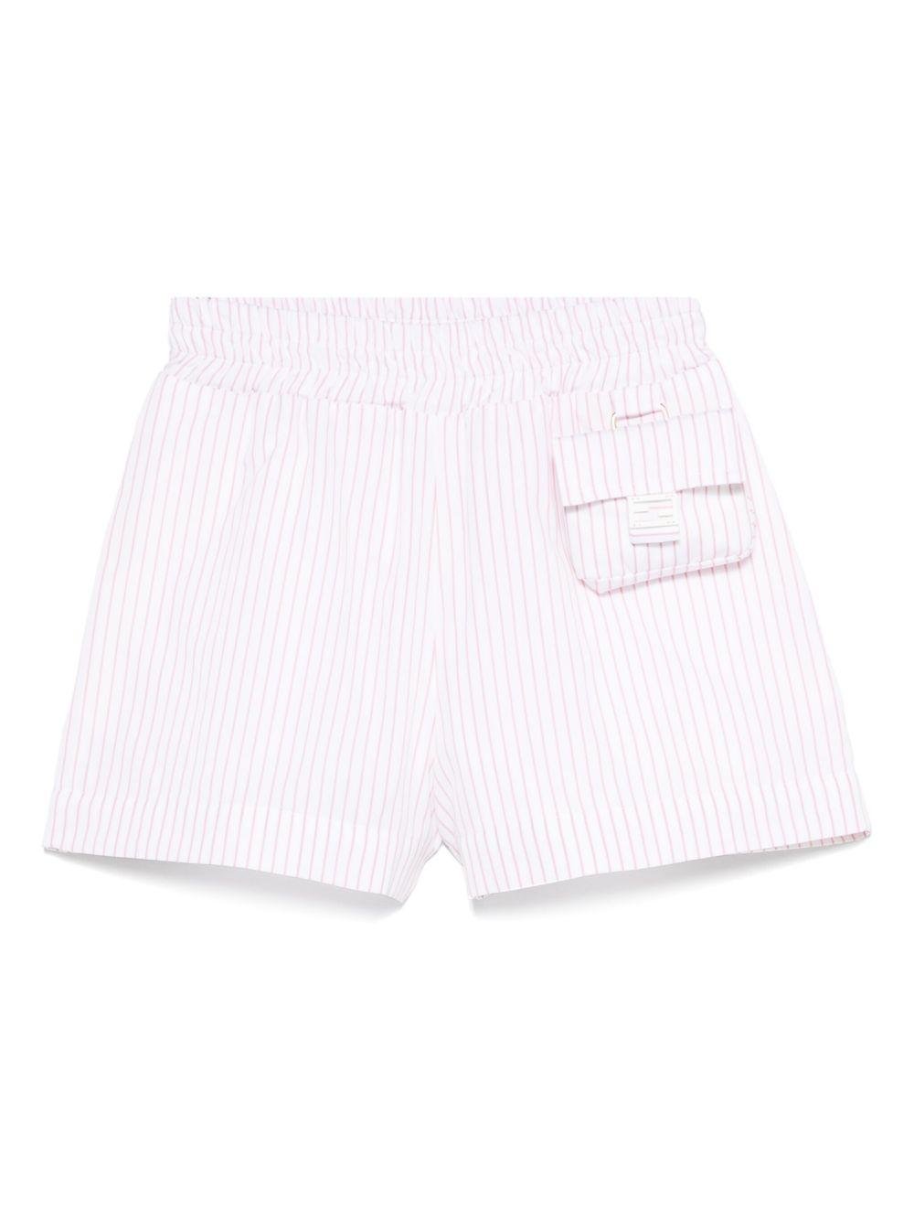 Shorts per bambina Fendi Kids rosa con righe verticali e vita elasticizzata - Rubino Kids