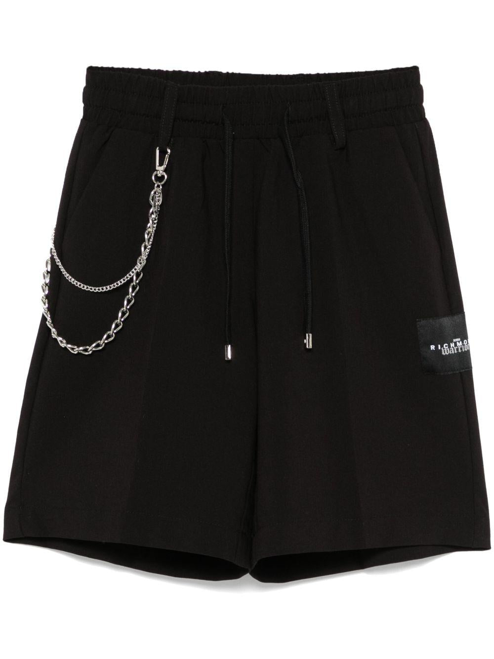 Shorts per bambina John Richmond Junior nero con applicazione logo - Rubino Kids