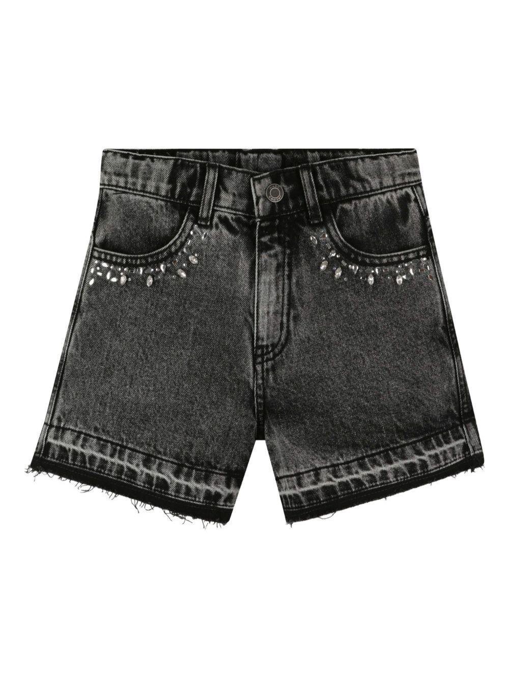 Shorts per bambina Marc Jacobs Kids in denim grigio con decorazione - Rubino Kids
