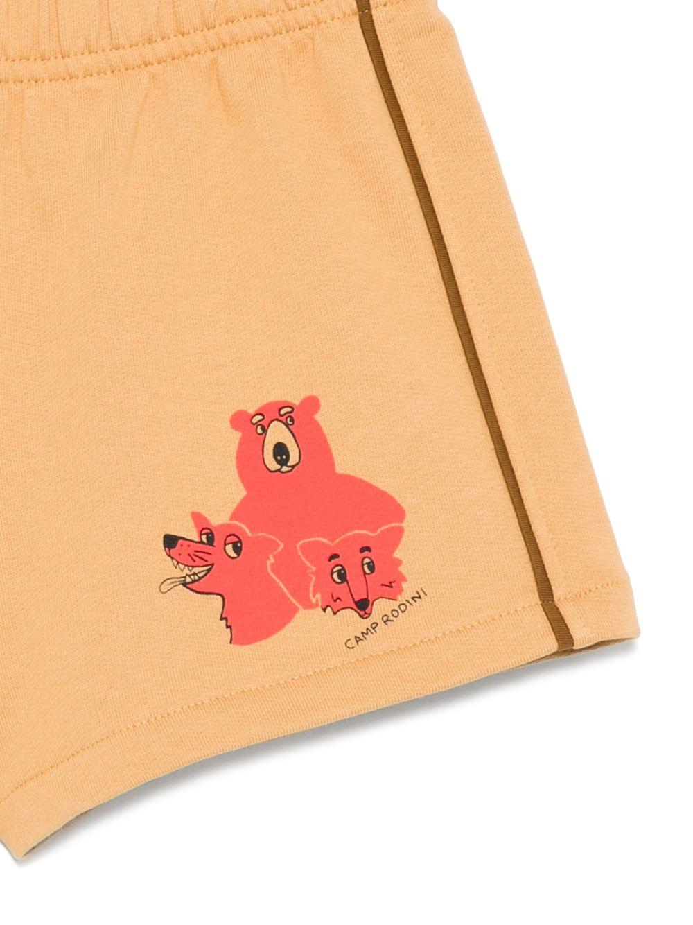 Shorts per bambina Mini Rodini beige con stampa grafica sul davanti - Rubino Kids