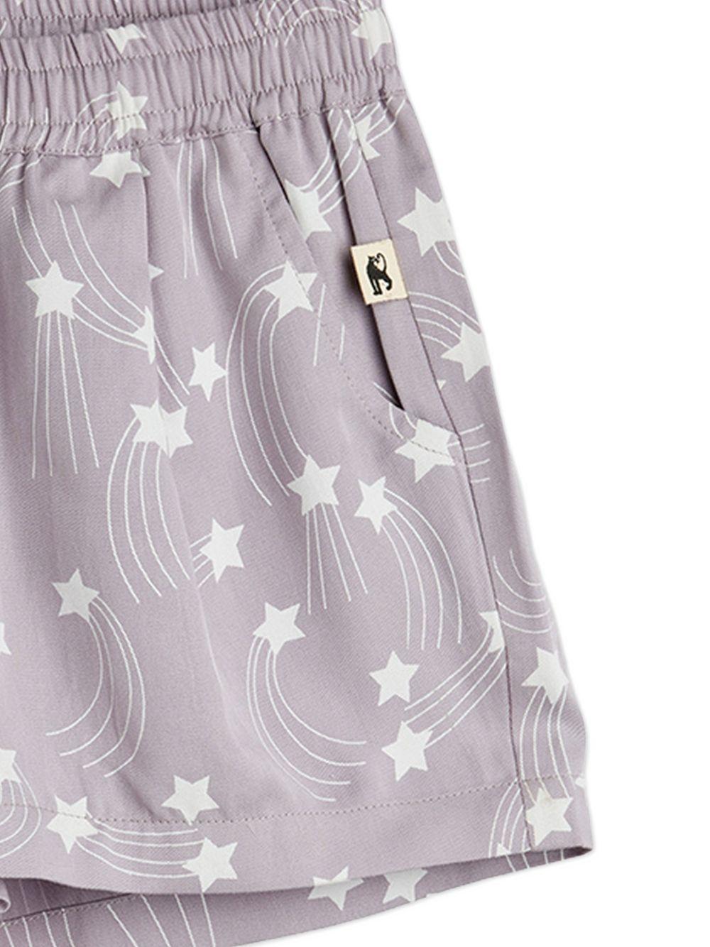 Shorts per bambina Mini Rodini viola con stampa stelle all - over - Rubino Kids