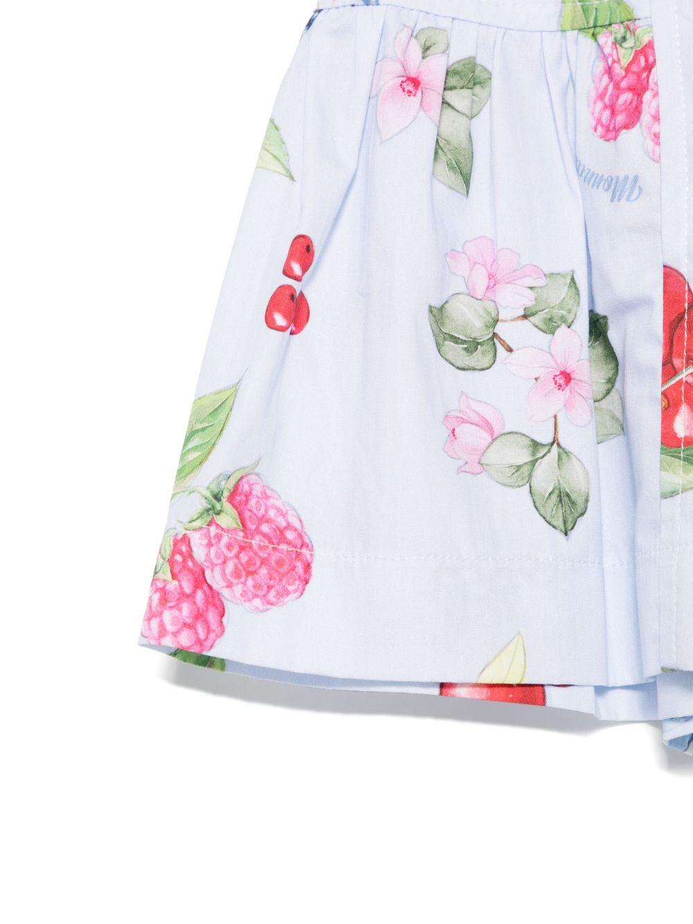 Shorts per bambina Monnalisa azzurro con stampa frutta - Rubino Kids