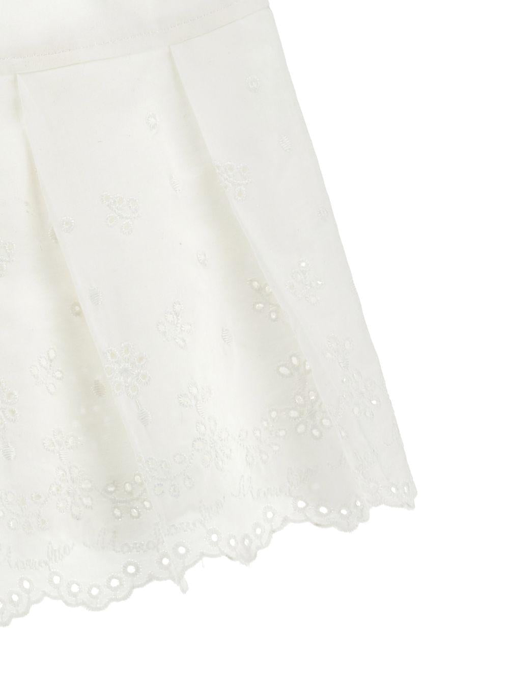 Shorts per bambina Monnalisa bianchi con ricamo fiori - Rubino Kids