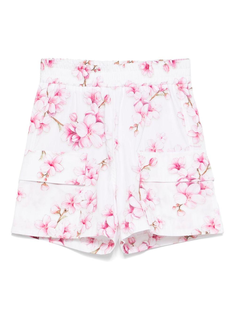 Shorts per bambina Monnalisa bianco con stampa floreale - Rubino Kids