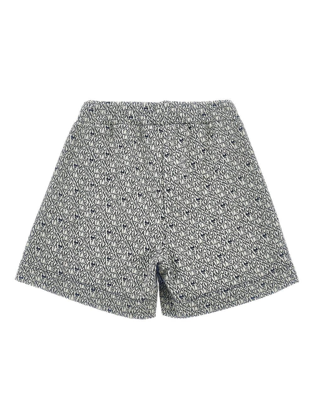 Shorts per bambina Monnalisa nero con stampa con monogramma - Rubino Kids