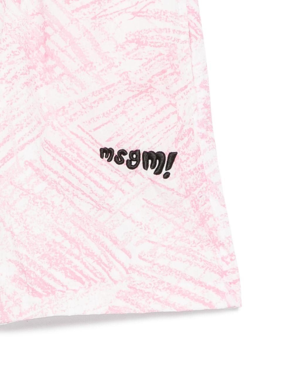 Shorts per bambina MSGM Kids bianco con stampa grafica all - over - Rubino Kids