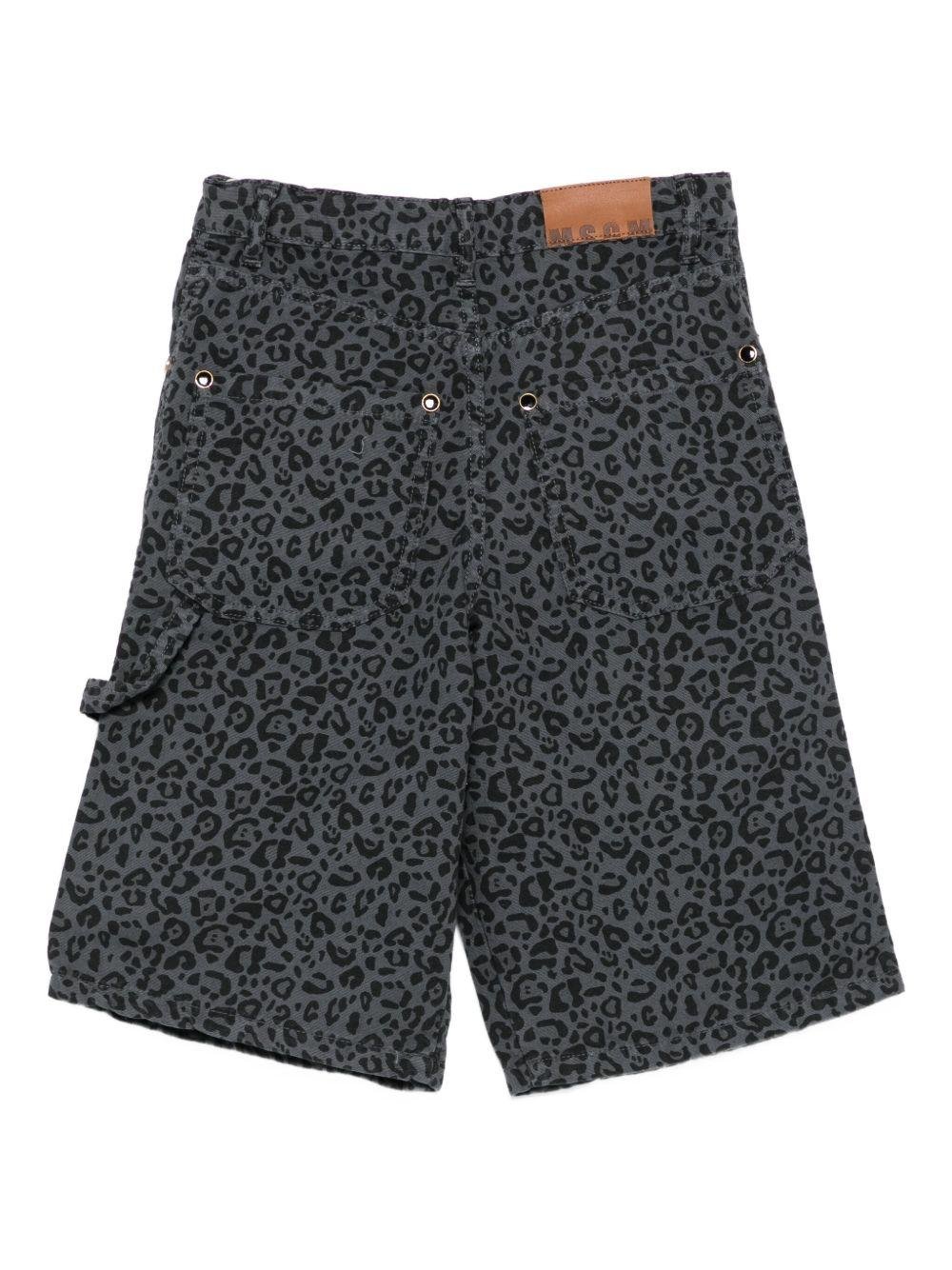 Shorts per bambina MSGM Kids grigi con stampa leopardata - Rubino Kids