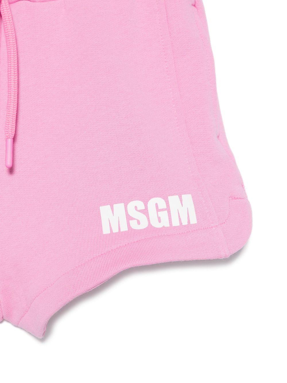 Shorts per bambina MSGM Kids rosa con vita con coulisse elasticizzata - Rubino Kids