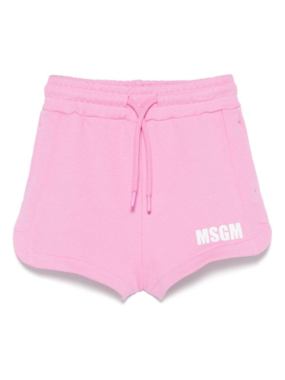 Shorts per bambina MSGM Kids rosa con vita con coulisse elasticizzata - Rubino Kids