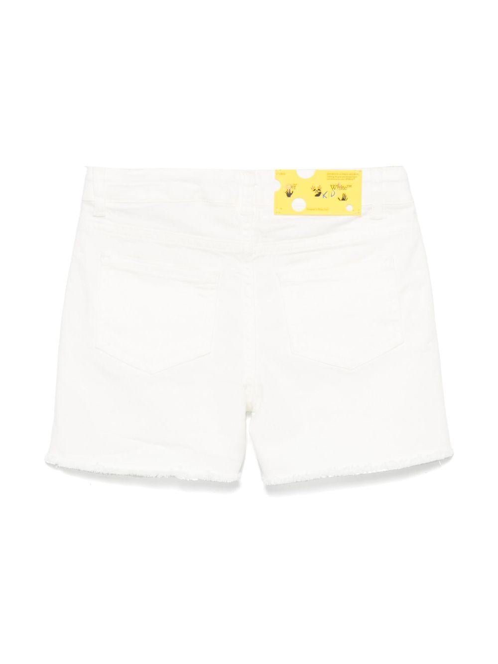 Shorts per bambina Off - White Kids bianco con stampa con logo - Rubino Kids