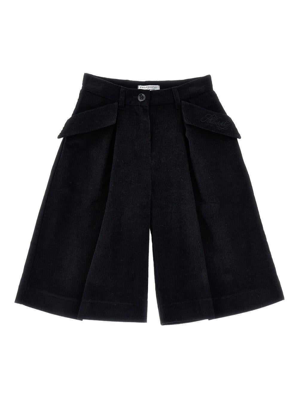 Shorts per bambina Philosophy Di Lorenzo Serafini Kids nero con tasche laterali con patta - Rubino Kids