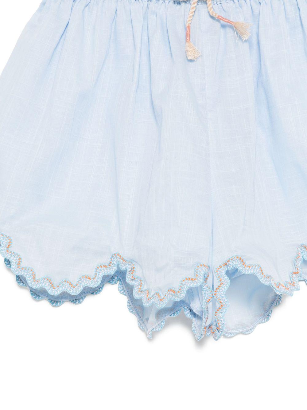Shorts per bambina ZIMMERMANN Kids Cascadian azzurro con orlo a smerlo - Rubino Kids