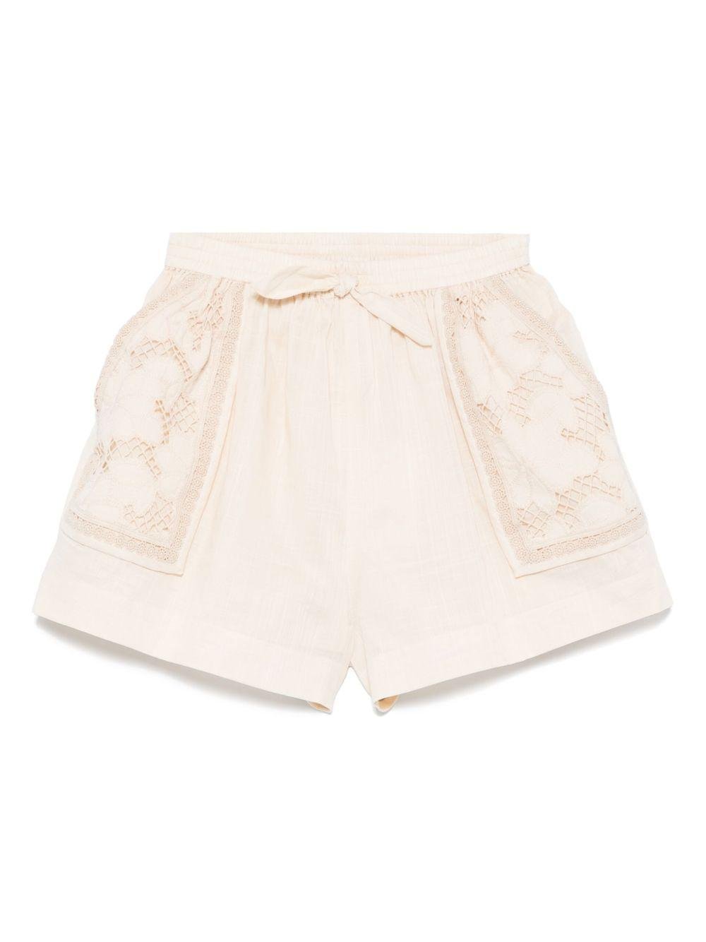 Shorts per bambina ZIMMERMANN Kids Lucky beige con decorazione con punto inglese - Rubino Kids
