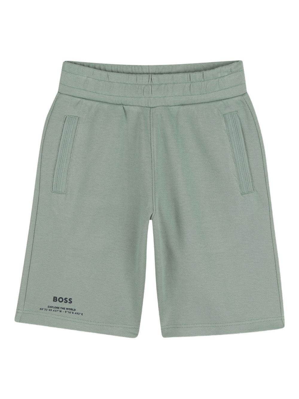 Shorts per bambino Boss Kids verde con logo sula davanti - Rubino Kids