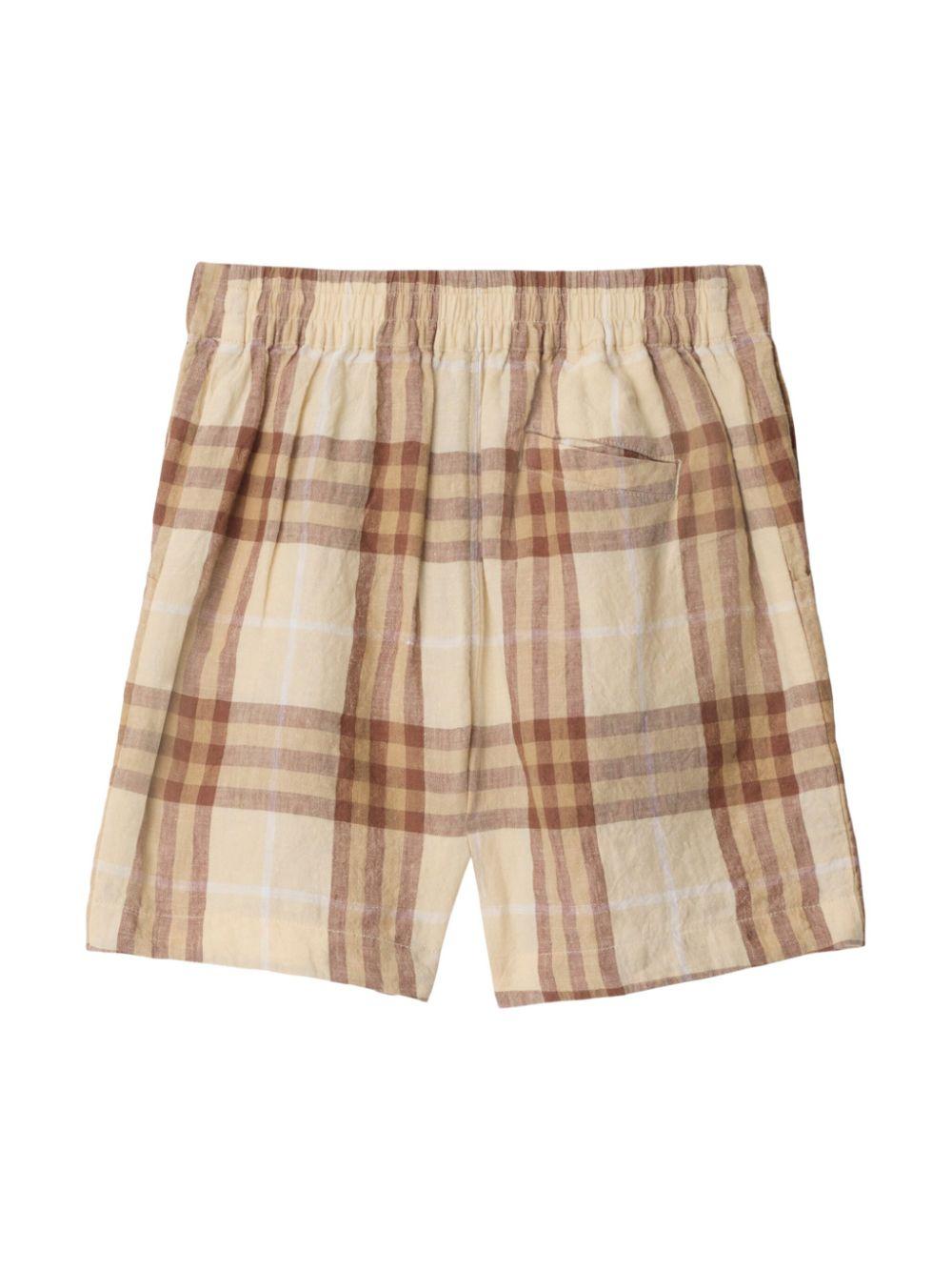 Shorts per bambino Burberry Kids beige con motivo a quadri - Rubino Kids