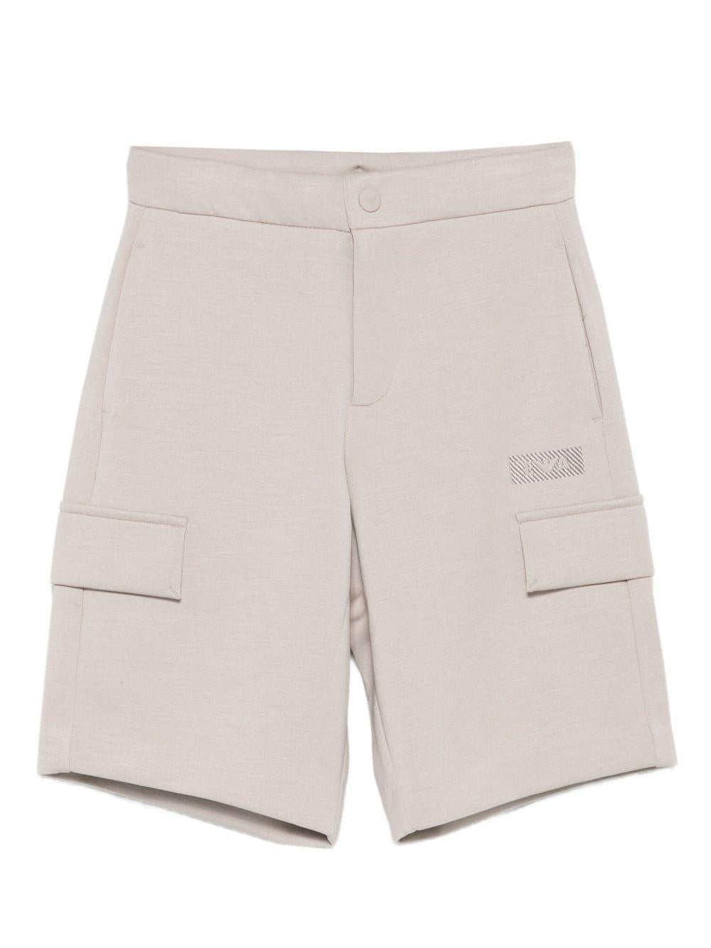 Shorts per bambino Emporio Armani Kids beige con tasche cargo - Rubino Kids