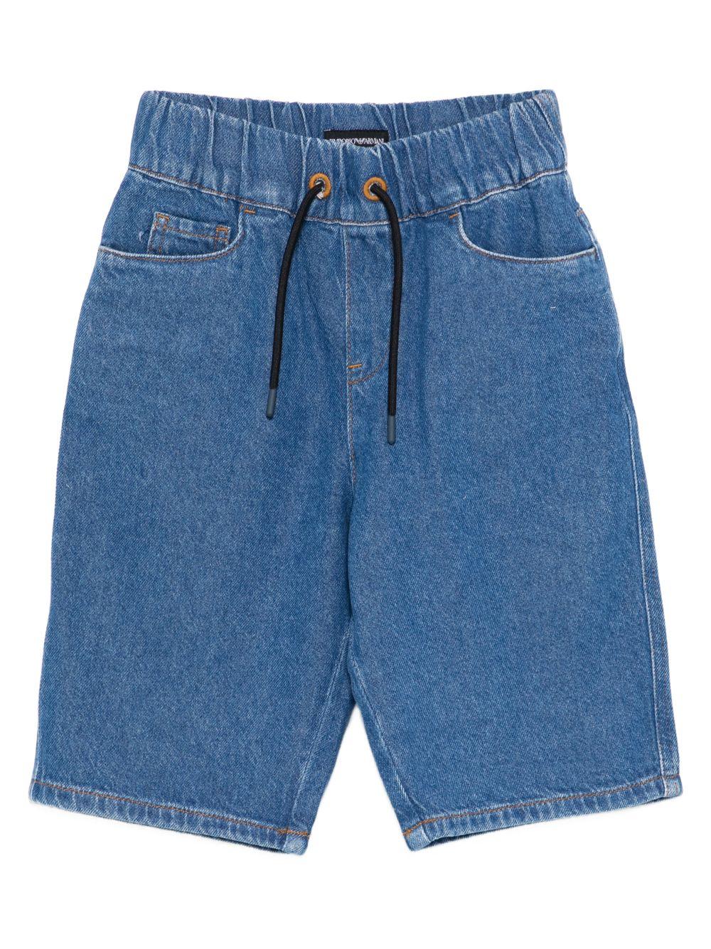 Shorts per bambino Emporio Armani Kids denim con chiusura con coulisse - Rubino Kids