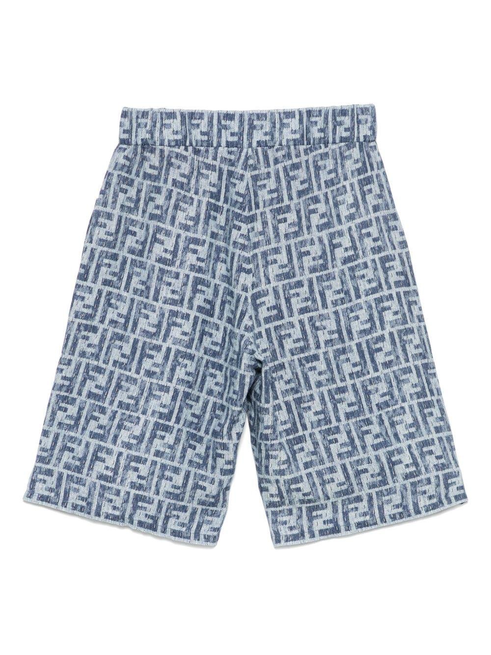 Shorts per bambino Fendi Kids denim con stampa FF - Rubino Kids
