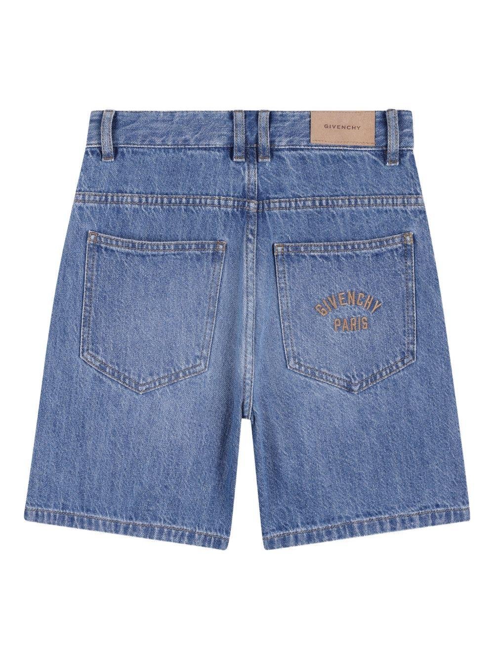 Shorts per bambino Givenchy Kids denim con cuciture tono su tono - Rubino Kids