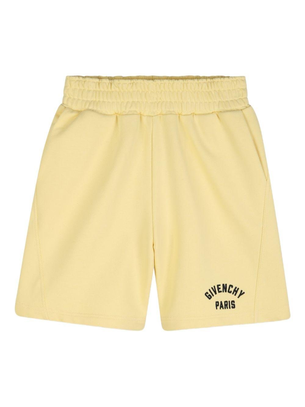 Shorts per bambino Givenchy Kids giallo con stampa logo - Rubino Kids