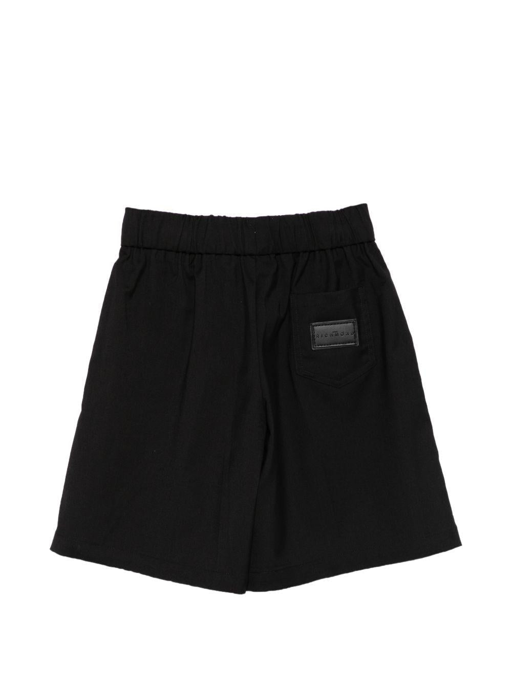 Shorts per bambino John Richmond Junior neri con tappa con logo sul retro - Rubino Kids