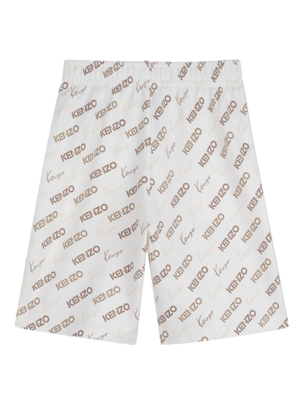 Shorts per bambino Kenzo Kids bianco con logo all - over - Rubino Kids