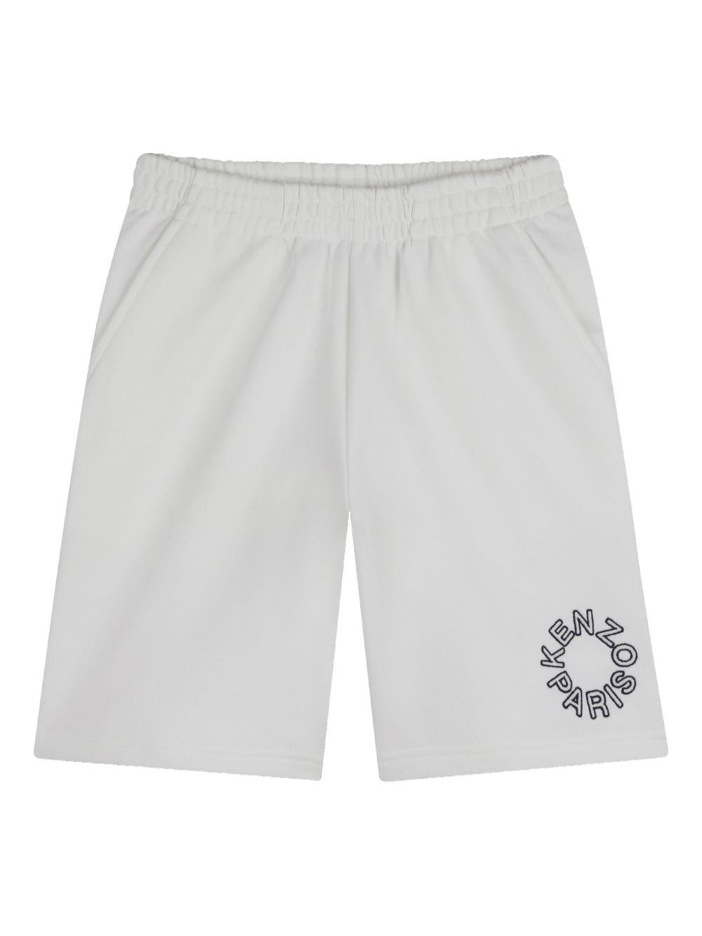 Shorts per bambino Kenzo Kids bianco con stampa logo - Rubino Kids