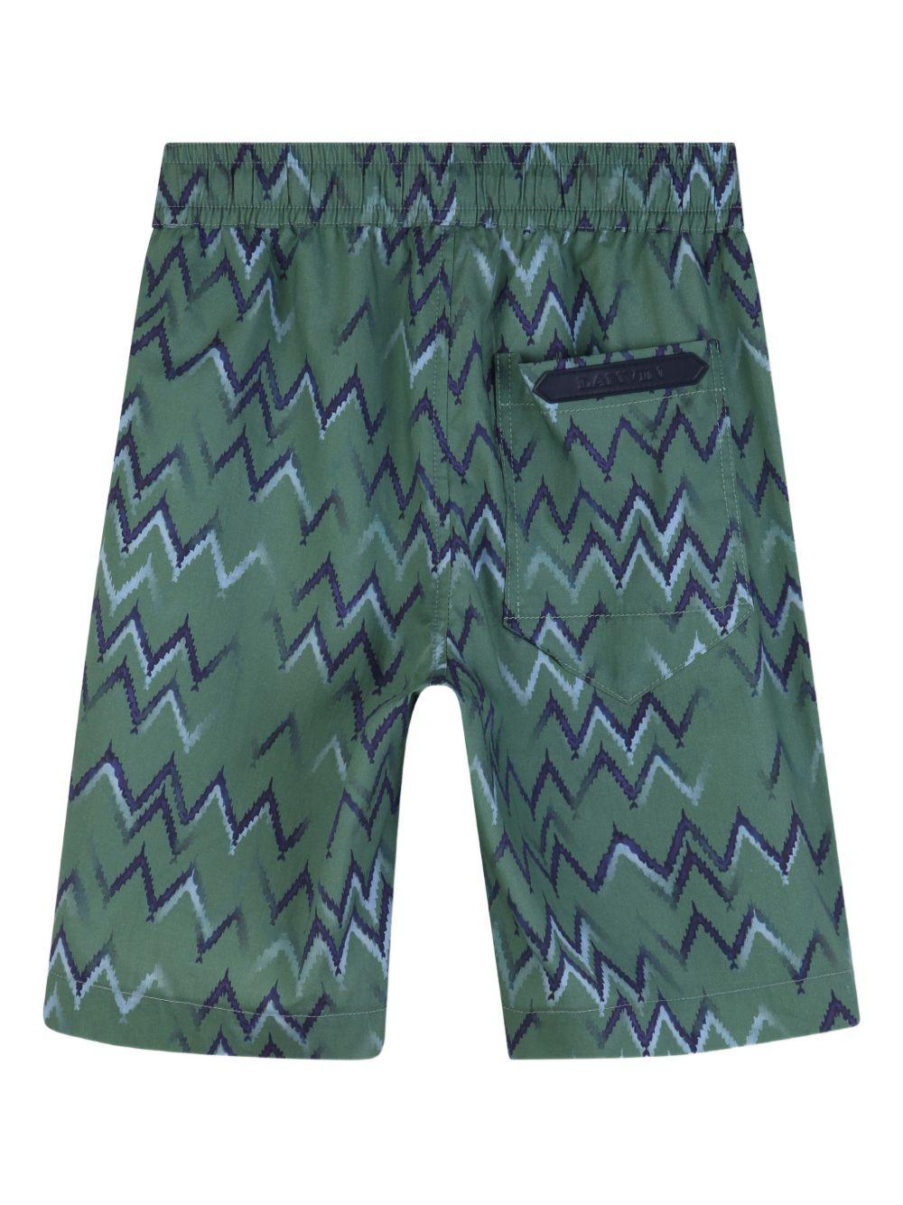 Shorts per bambino Lanvin Enfant verde con motivo a zig - zag - Rubino Kids