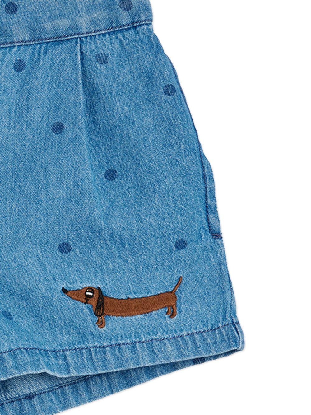Shorts per bambino Mini Rodini denim con ricamo bassotto - Rubino Kids
