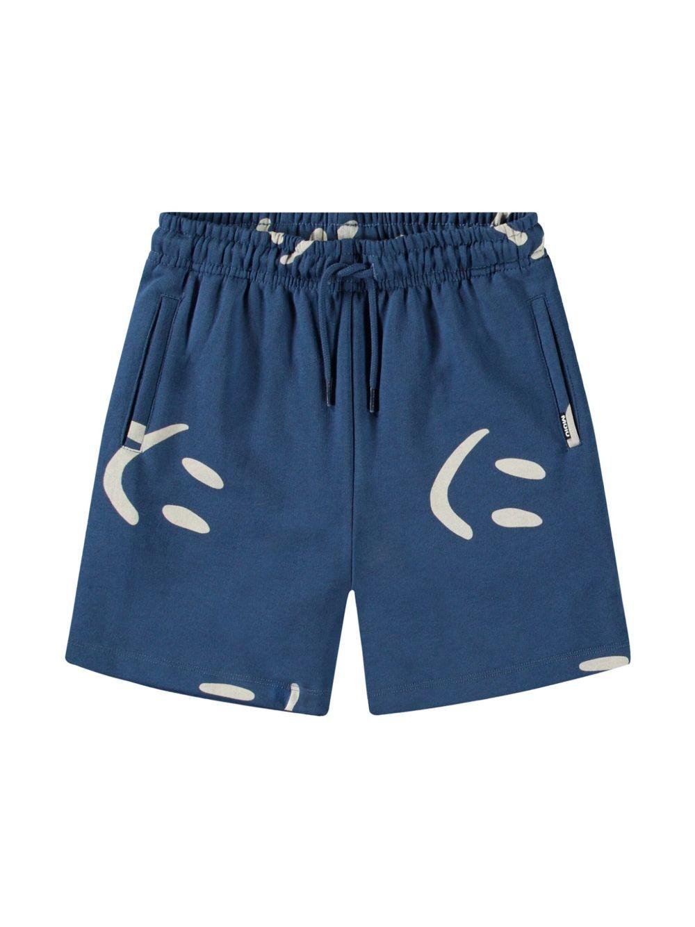 Shorts per bambino Molo Amil blu con stampa smiley all - over - Rubino Kids