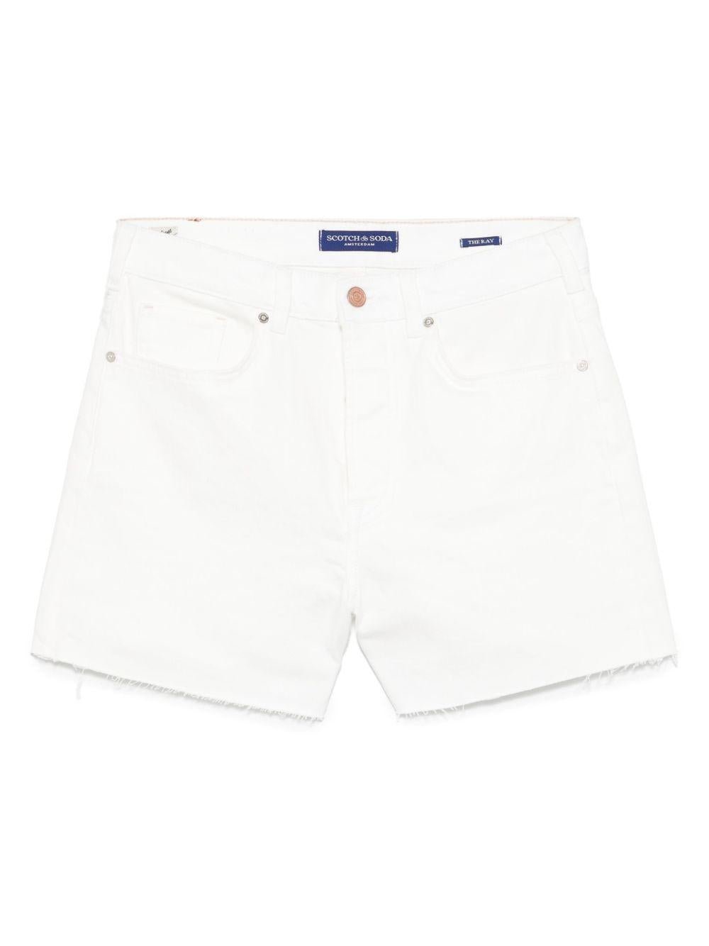 Shorts per donna Scotch & Soda bianco a vita alta con patta e bottone nascosti - Rubino Kids