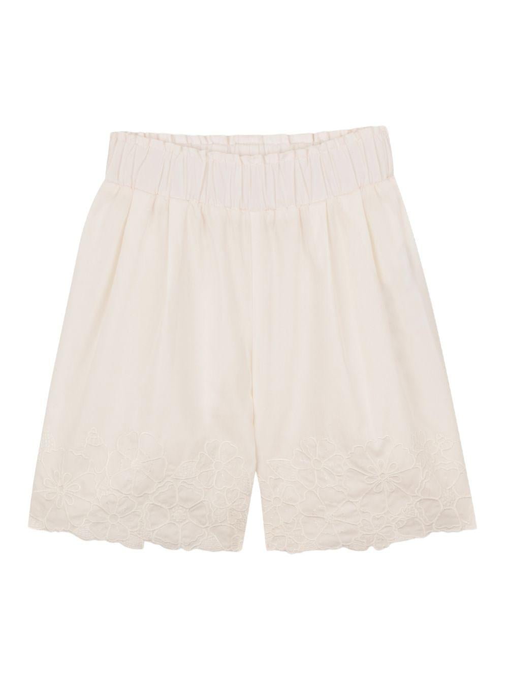 Shorts per neonata Chloé Kids bianchi con elastico in vita - Rubino Kids