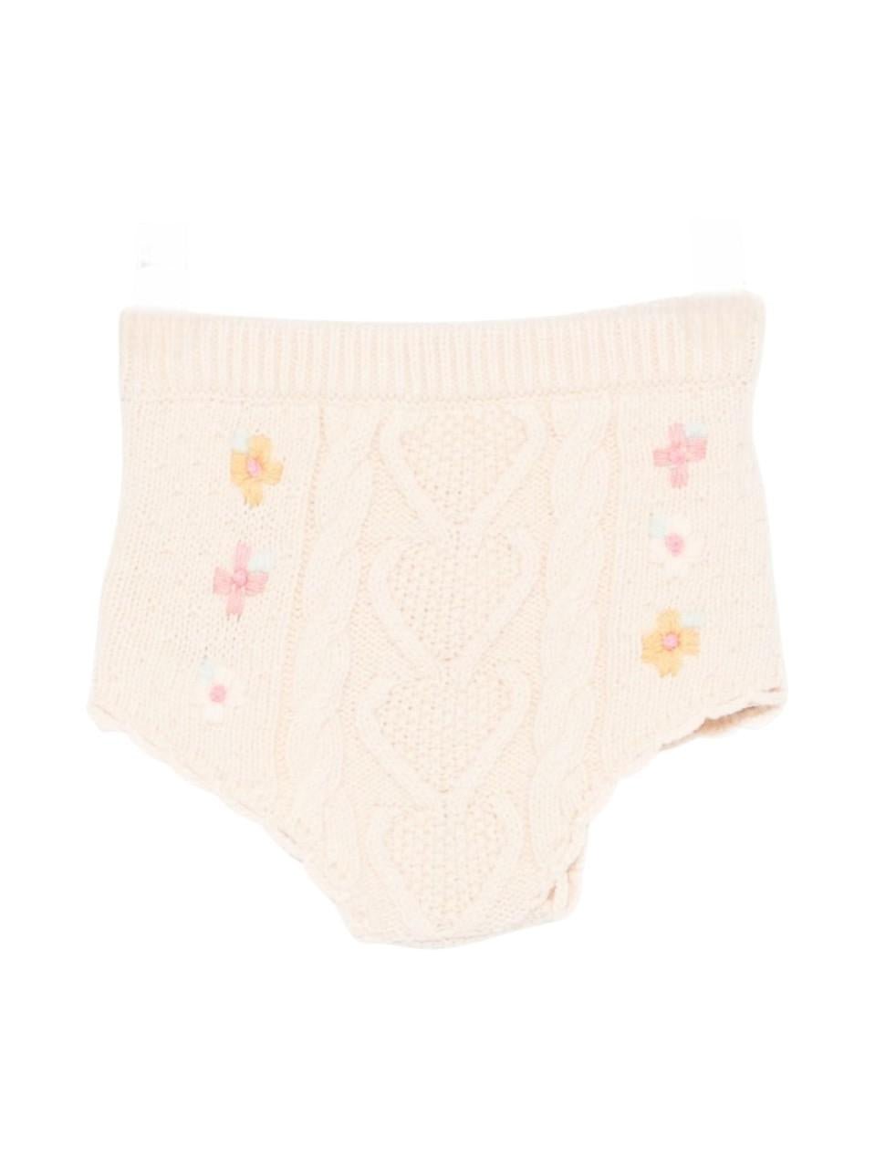 Shorts per neonata Louise Misha beige con ricamo floreale - Rubino Kids