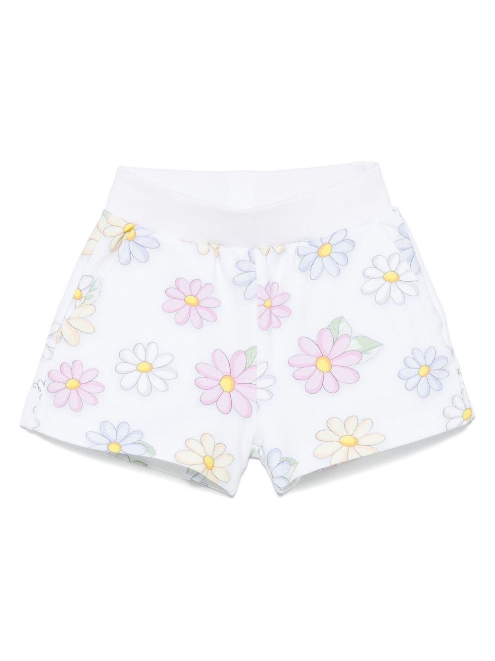 Shorts per neonata Monnalisa bianco con stampa a fiori - Rubino Kids