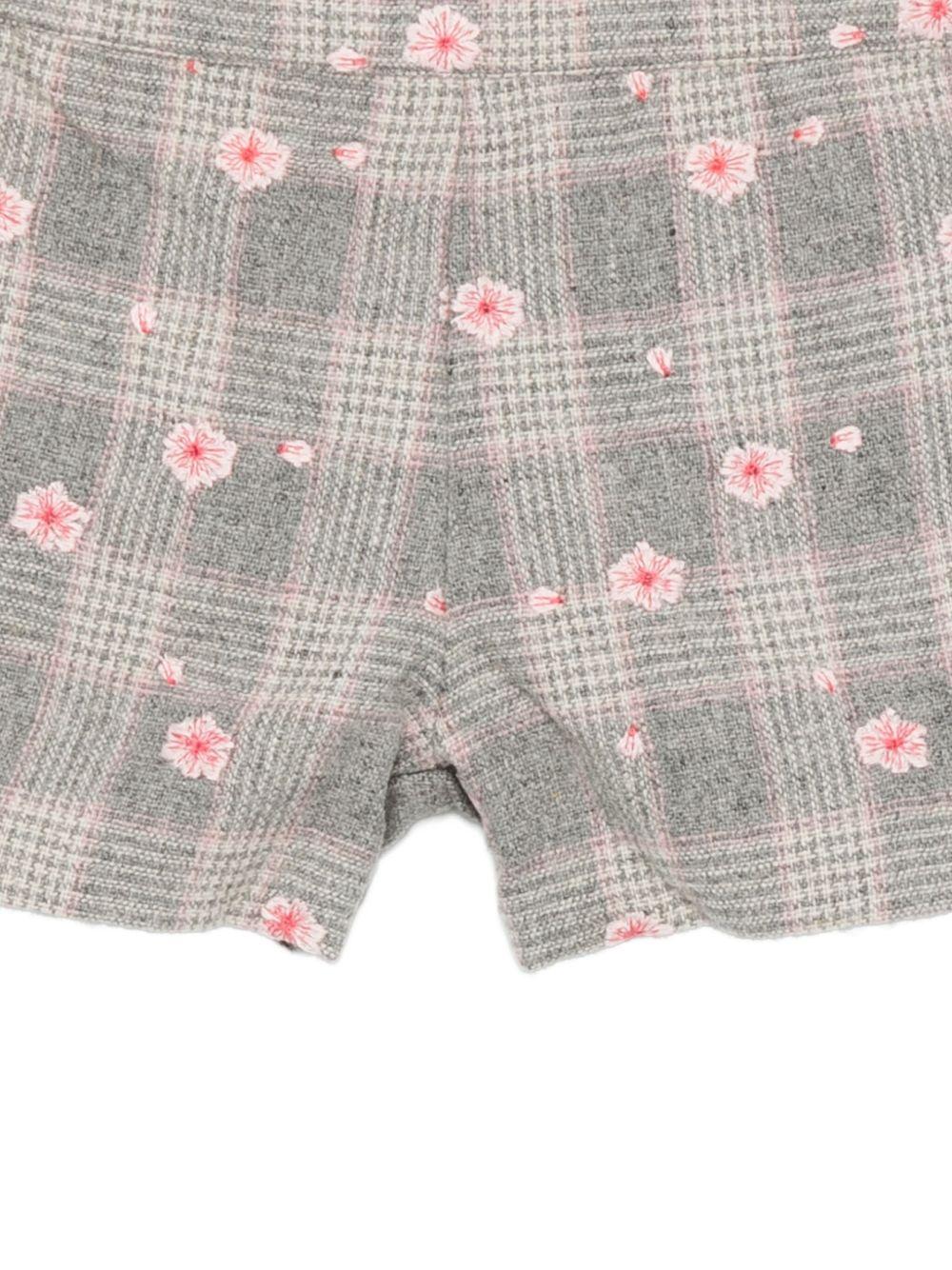 Shorts per neonata Tartine Et Chocolate grigi con ricami floreali - Rubino Kids