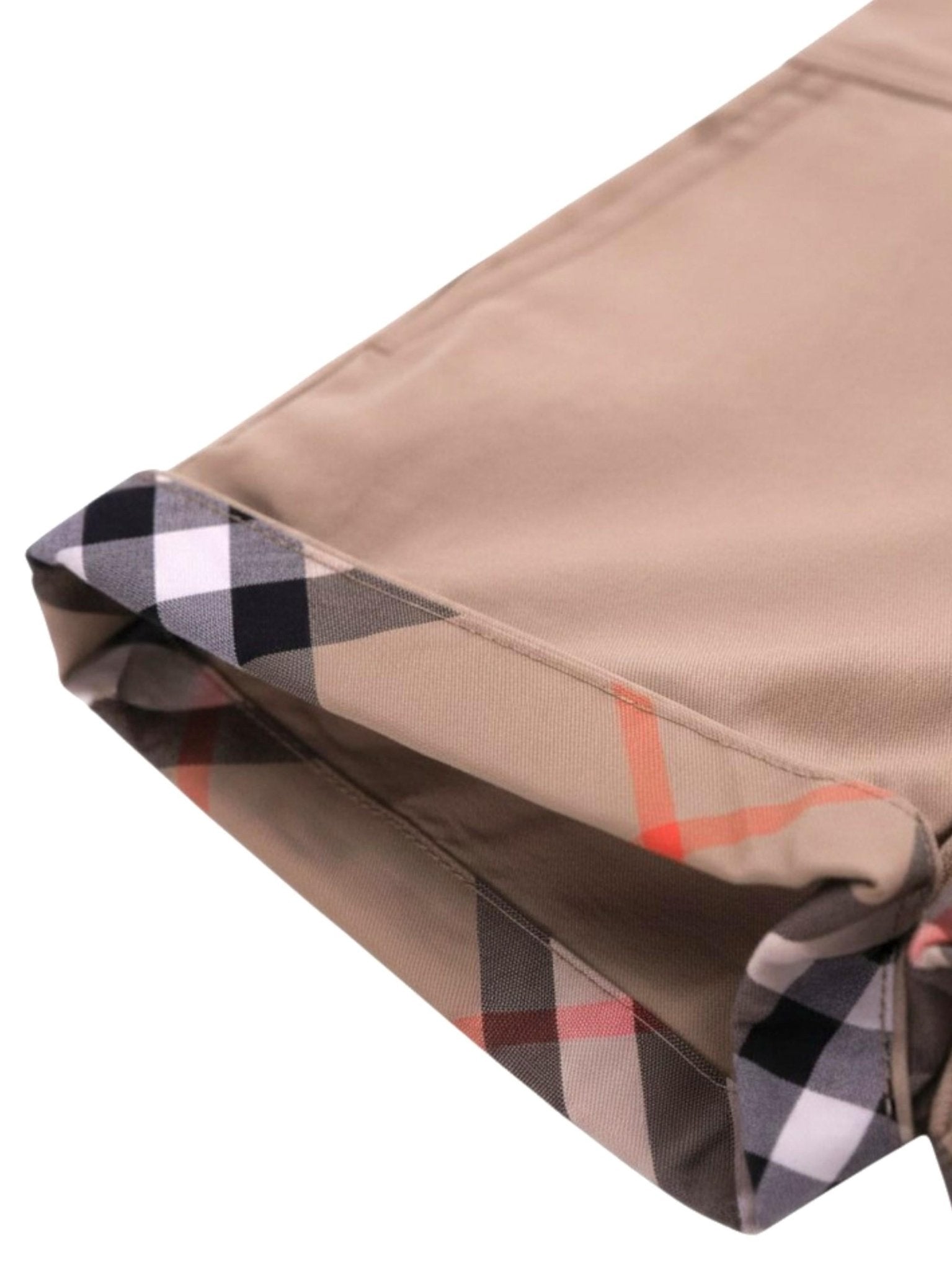 Shorts per neonati Burberry Kids beige con risvolto Check - Rubino Kids