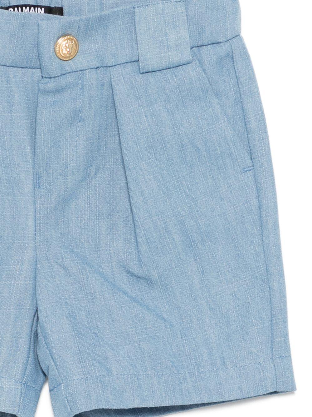 Shorts per neonato Balmain Kids azzurro passanti per cintura - Rubino Kids