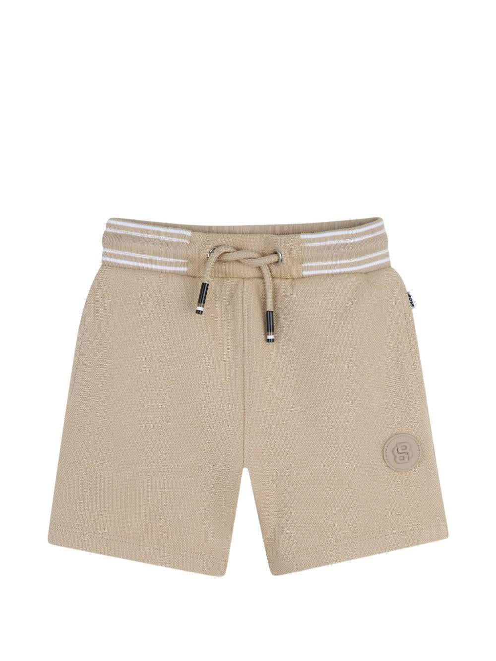 Shorts per neonato Boss Kids marrone chiaro con vita a righe - Rubino Kids