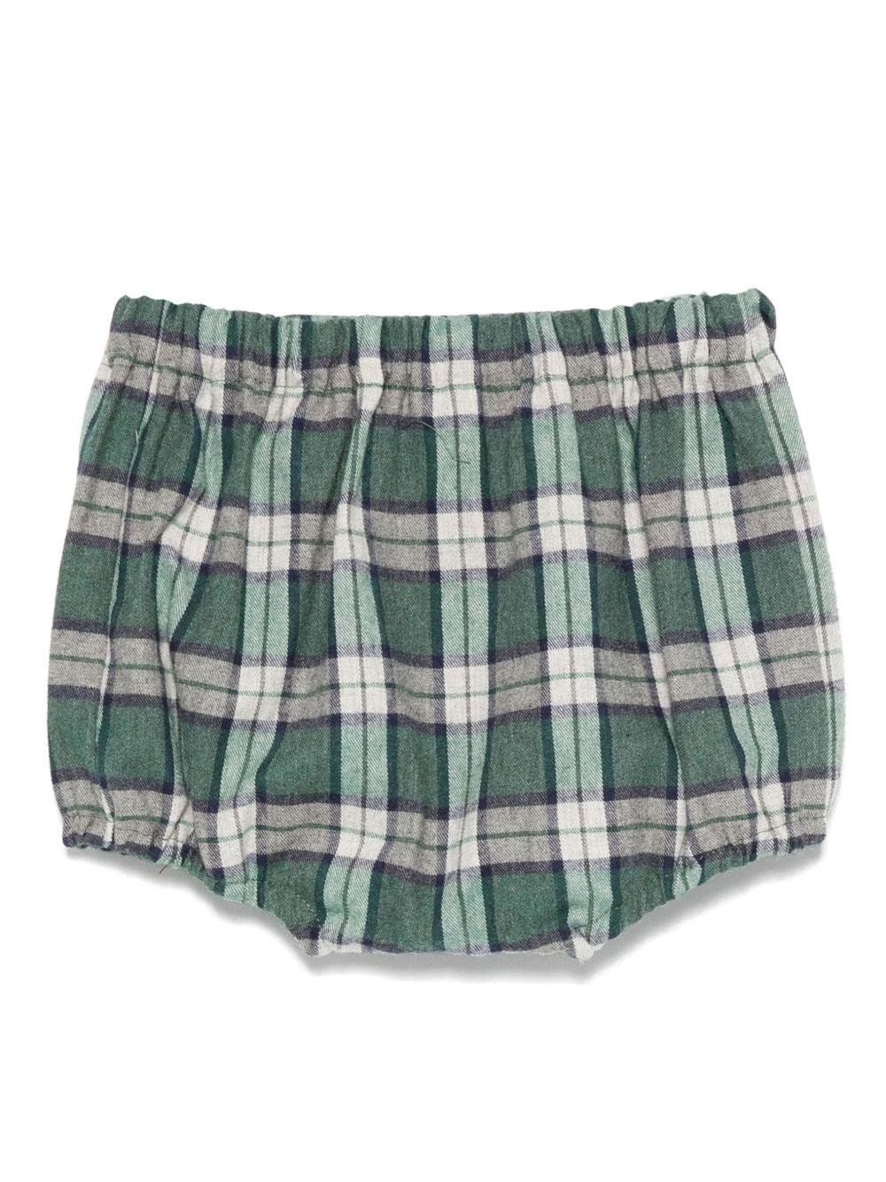 Shorts per neonato Mariella Ferrari verde e bianco con motivo a quadri - Rubino Kids