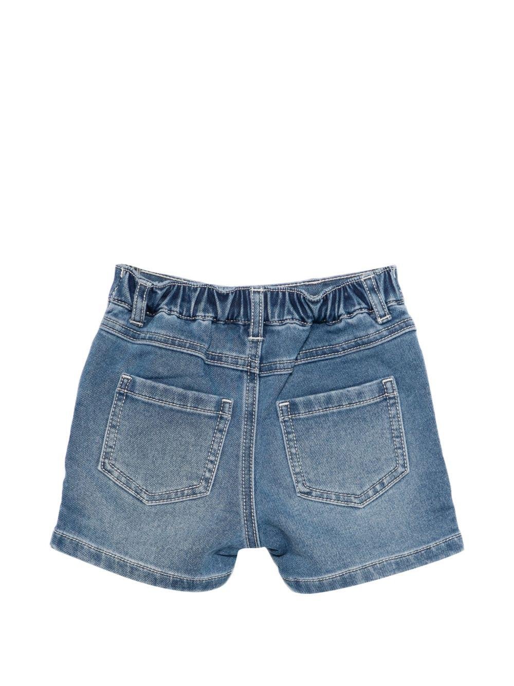 Shorts per neonato Moschino Kids denim con applicazione orso - Rubino Kids