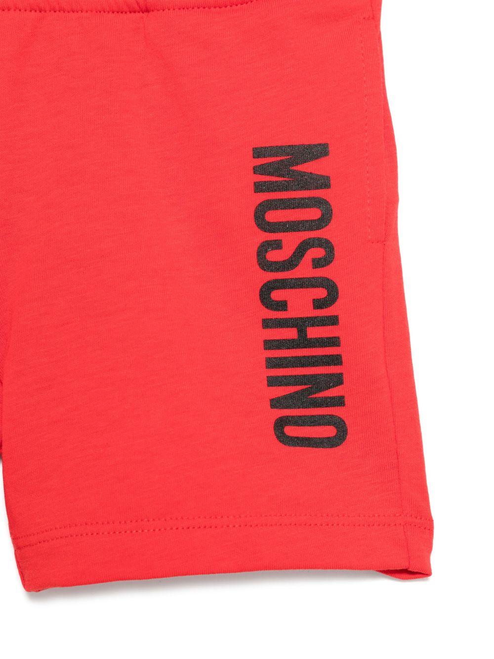 Shorts per neonato Moschino Kids rosso con stampa logo con vita elasticizzata - Rubino Kids