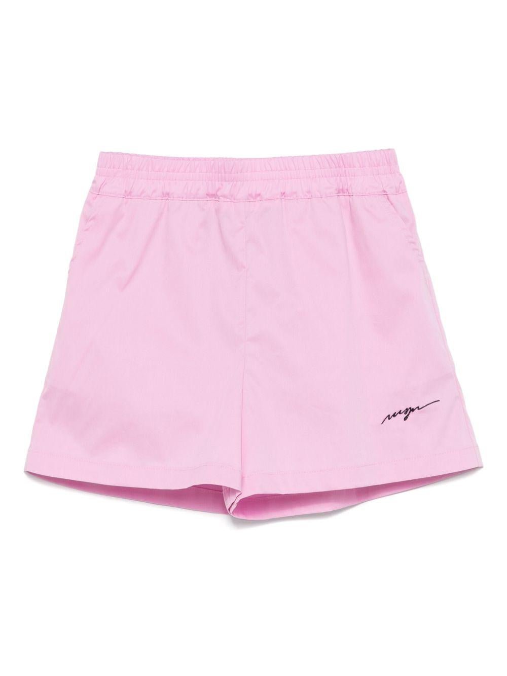 Shorts sportivi con logo per bambina MSGM Kids rosa con due tasche laterali - Rubino Kids